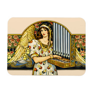 Jugendstil Engel Orgelspieler Vintage Musik Magnet