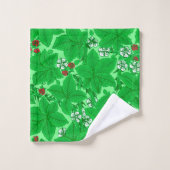 Jugendstil-Erdbeeren und Blätter, Limettengrün Badhandtuch Set (Waschlappen)