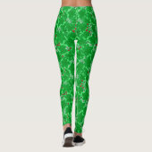 Jugendstil-Erdbeeren und Blätter, Limettengrün Leggings (Rückseite)