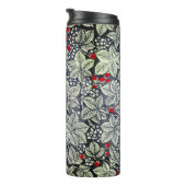 Jugendstil Erdbeeren und Blätter, Silbergrau Thermosbecher (Nach rechts gedreht)