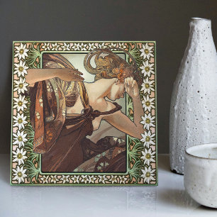Jugendstil Étoile du Soir Mucha Edelweiß Dekor Fliese