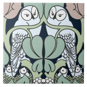 Jugendstil-Eulen-Nest-Muster-Kunstfliese oder -Unt Fliese