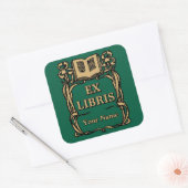 Jugendstil Ex Libris Iris Blumen Buch Vorlage Quadratischer Aufkleber (Umschlag)