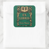 Jugendstil Ex Libris Iris Blumen Buch Vorlage Quadratischer Aufkleber (Tasche)