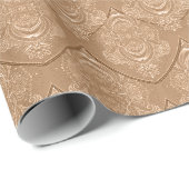 Jugendstil-Feder-Muster in Hellorange Geschenkpapier (Rolleneckpunkt)