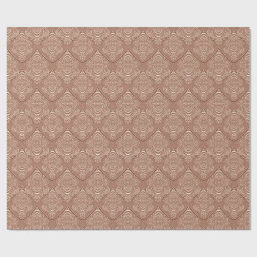 Jugendstil-Feder-Muster in Orange Geschenkpapier (Flach)
