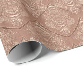 Jugendstil-Feder-Muster in Orange Geschenkpapier (Rolleneckpunkt)