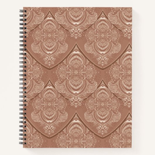 Jugendstil-Feder-Muster in Orange Notizblock (Vorderseite)