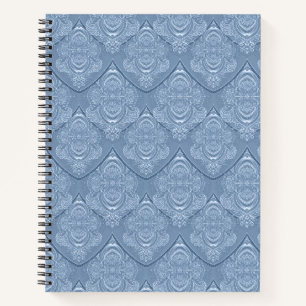 Jugendstil-Feder-Muster in Staubblau Notizblock
