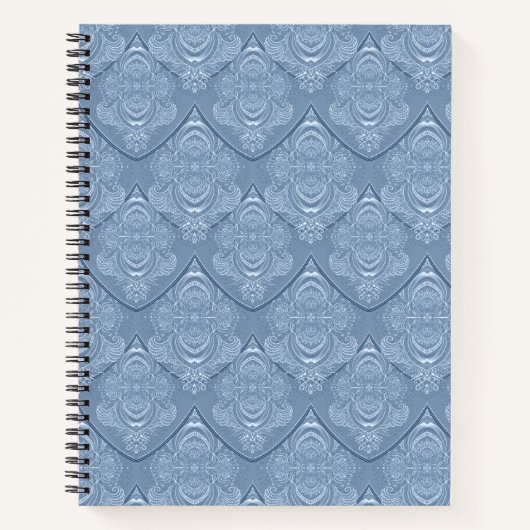 Jugendstil-Feder-Muster in Staubblau Notizblock (Vorderseite)
