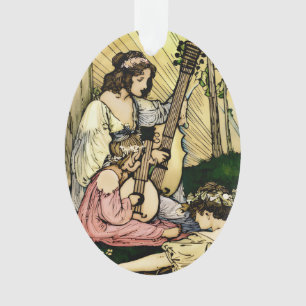 Jugendstil-Feienmusiker Vintage-Illustration Ornament