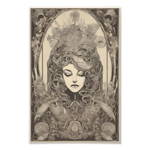 Jugendstil Female Porträt Kunstvoll wandern im Val Fotodruck