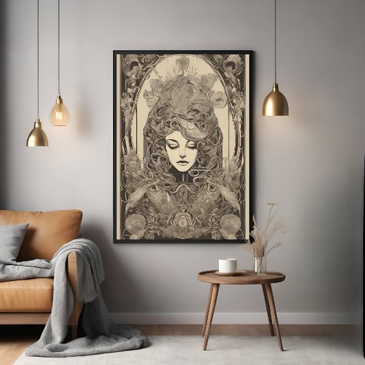 Jugendstil Female Porträt Kunstvoll wandern im Val Poster