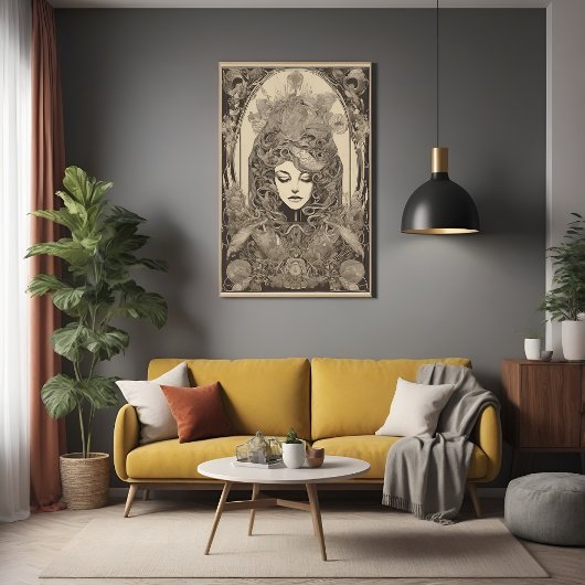 Jugendstil Female Porträt Kunstvoll wandern im Val Poster