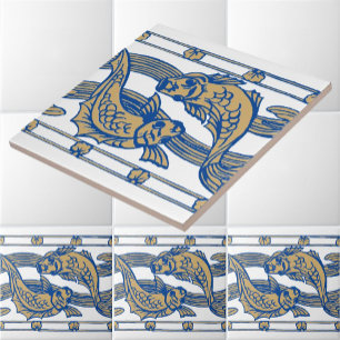 Jugendstil-Fisch- und Seetang-Friesmuster Fliese