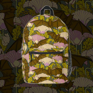 Jugendstil-Fledermäuse mit Blumen Bedruckter Rucksack