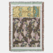 Jugendstil Fledermäuse Mohn Blumen Textilkunst  Decke (Vorderseite Vertikal)
