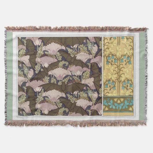 Jugendstil Fledermäuse Mohn Blumen Textilkunst  Decke (Vorderseite)