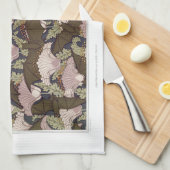 Jugendstil-Fledermäuse und Campanulas blühende Tex Geschirrtuch (Viertel Falte)