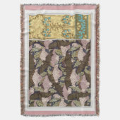 Jugendstil-Fledermäuse und Glockenblumen-Textilkun Decke (Vorderseite Vertikal)