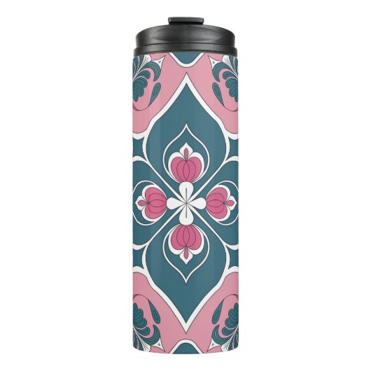 Jugendstil-Fliesen-Blumenmuster Thermosbecher (Vorderseite)