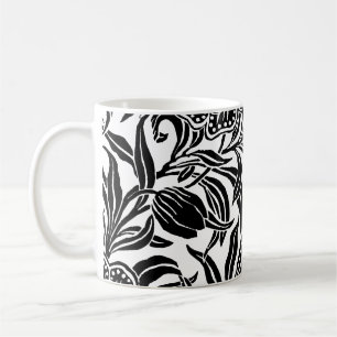 Jugendstil Floral Botanisch Elegant Schwarz Weiß Kaffeetasse