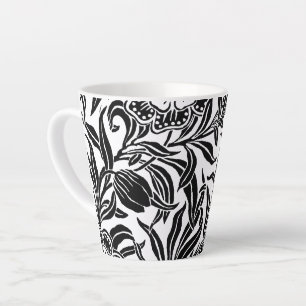 Jugendstil Floral Botanisch Elegant Schwarz Weiß Milchtasse