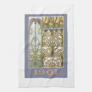 Jugendstil floral künstlerisch vintage viktorianis geschirrtuch