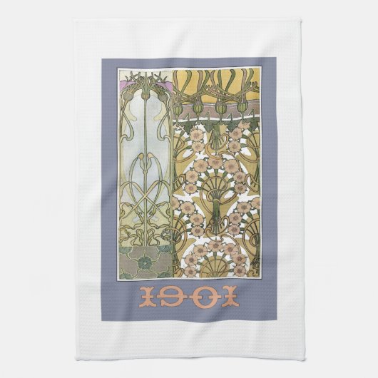 Jugendstil floral Vintag viktorianisch Geschirrtuch (Vertikal)