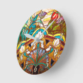 Jugendstil florale Buntglaslook Runde Wanduhr (Winkel)