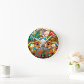 Jugendstil florale Buntglaslook Runde Wanduhr (Zuhause)