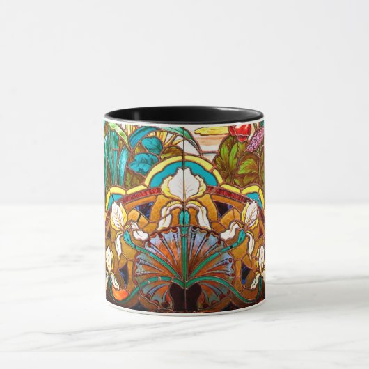 Jugendstil florale Buntglaslook Tasse (Zentrum)