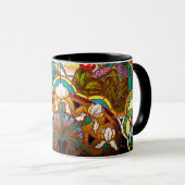 Jugendstil florale Buntglaslook Tasse (VorderseiteRechts)