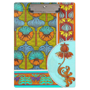 Jugendstil florale Vintage aquamarine Orangenverne Klemmbrett