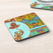 Jugendstil florale Vintage Blume viktorianisch Getränkeuntersetzer (Linke Seite)