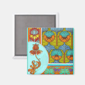 Jugendstil florale Vintage Blume viktorianisch Magnet (Vorderseite/Rückseite)