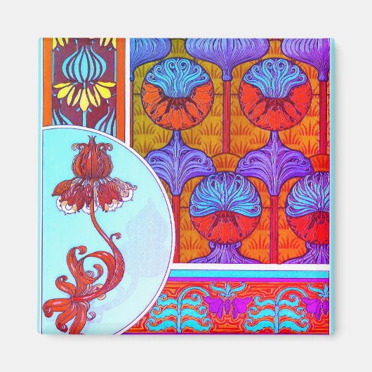 Jugendstil florale Vintage Blume viktorianisch Magnet (Vorne)