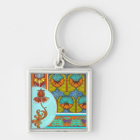 Jugendstil florale Vintage Blume viktorianisch Schlüsselanhänger (Vorne)