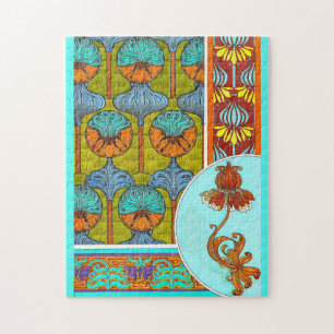 Jugendstil florale Vintage Textilkunst verneuil Puzzle