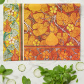Jugendstil florales Gourmet elegantes fallorange g Geschirrtuch (Gefaltet)