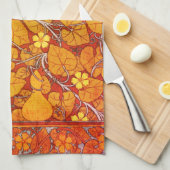 Jugendstil florales Gourmet elegantes fallorange g Geschirrtuch (Viertel Falte)