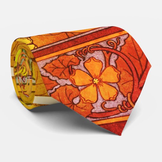 Jugendstil florales Gourmet elegantes fallorange g Krawatte (Gerollt)