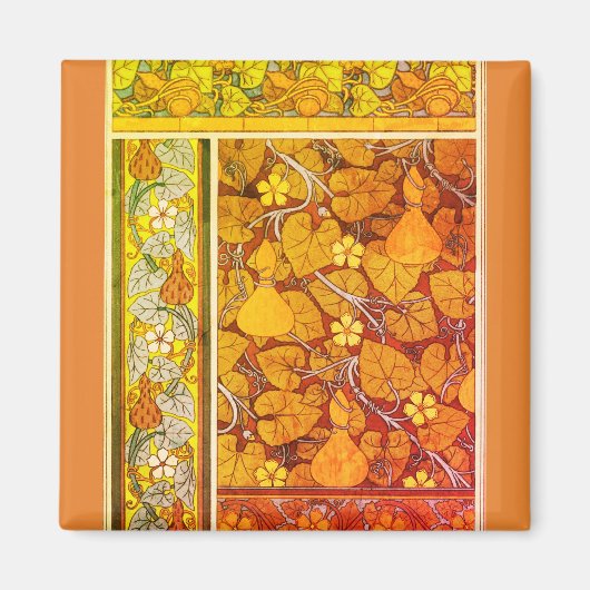 Jugendstil florales Gourmet elegantes fallorange g Magnet (Vorne)