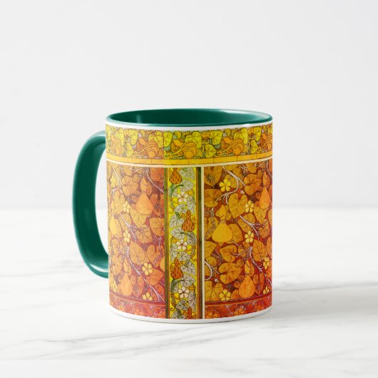 Jugendstil florales Gourmet elegantes fallorange g Tasse (Vorderseite Links)