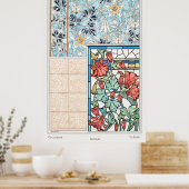 Jugendstil florfarbenes Glas und Fliesenkunst Poster (Küche)