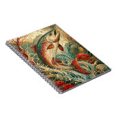 Jugendstil-Forellen-Splash-Blumenmuster Notizblock (Rechte Seite)