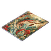 Jugendstil-Forellen-Splash-Blumenmuster Notizblock (Linke Seite)