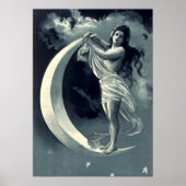 Jugendstil-Frau auf dem Halbmond Poster (Vorne)
