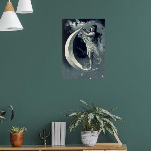 Jugendstil-Frau auf dem Halbmond Poster (Wohnzimmer 1)