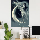 Jugendstil-Frau auf dem Halbmond Poster (Heimbüro)